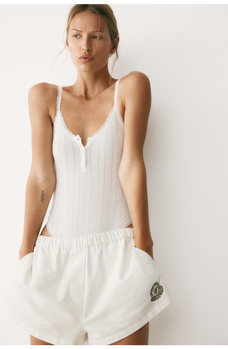 H&M Cotton Pull-on Shorts, Alternate, color, White/The Lounge Collective