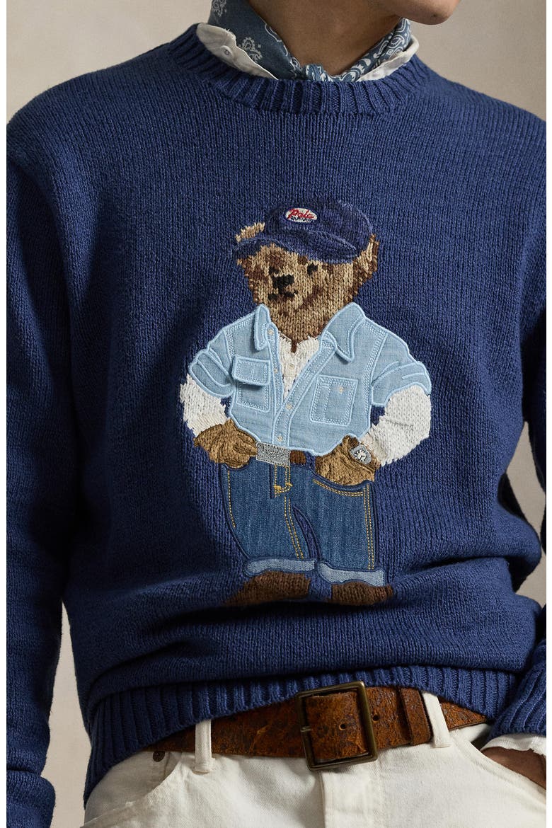 Polo Bear Linen & Cotton Sweater, Alternate, color, LIGHT NAVY