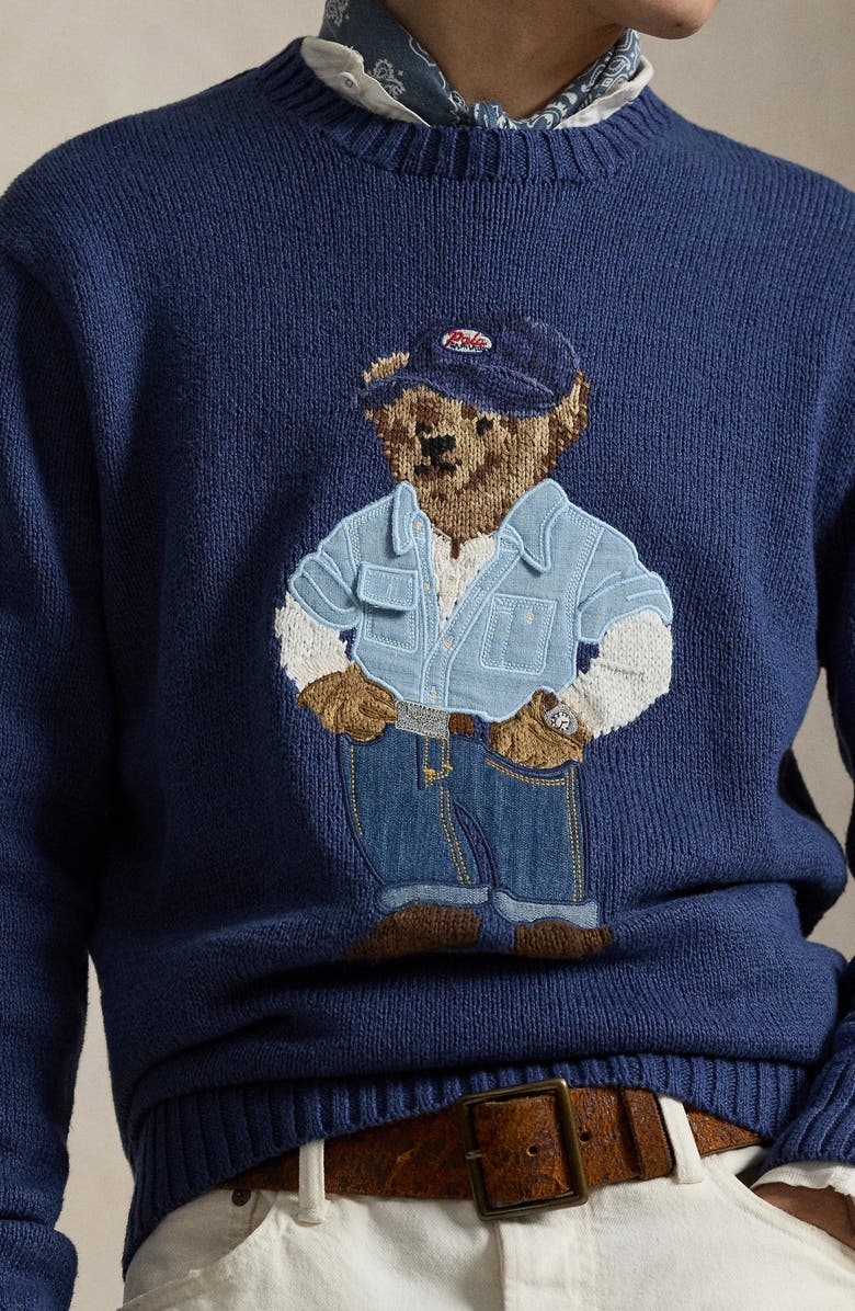 Polo Ralph Lauren Polo Bear Linen & Cotton Sweater, Alternate, color, Light Navy