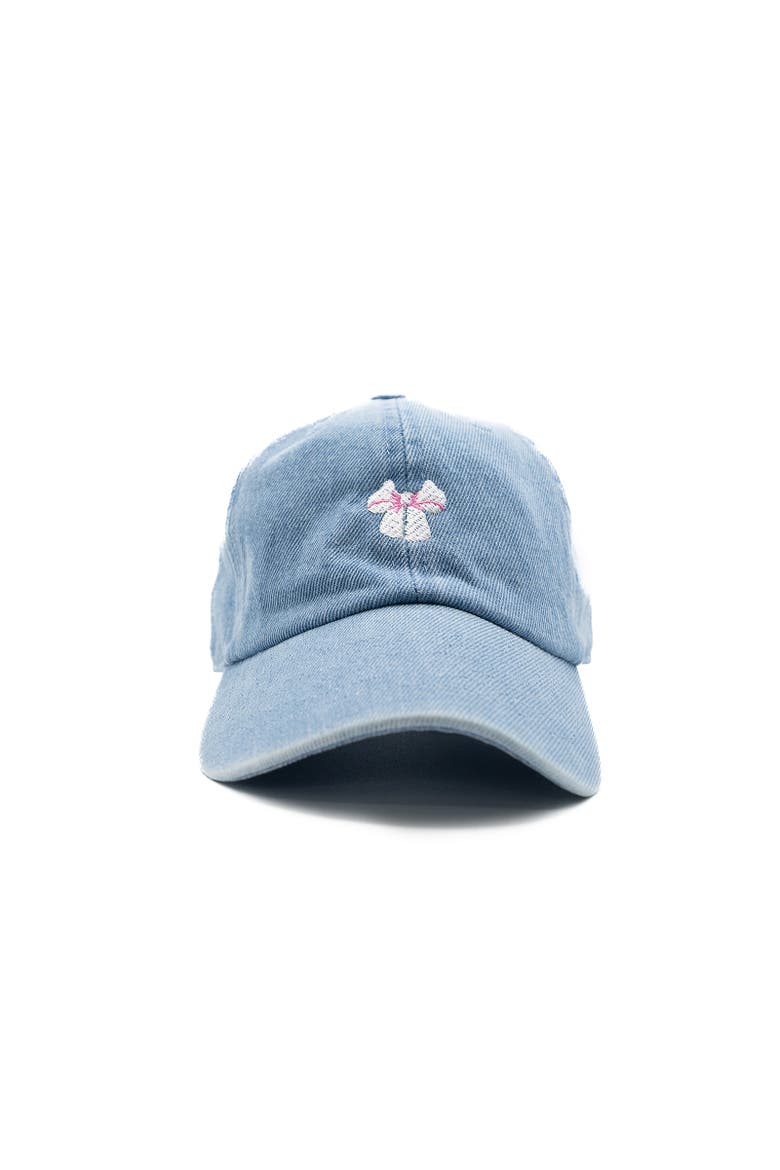 Tiny White Bow Baseball Hat - Adult, Main, color, Denim