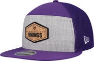 New Era Men's New Era Gray/Purple Minnesota Vikings Cork Split Panel 9FIFTY Trucker Snapback Hat