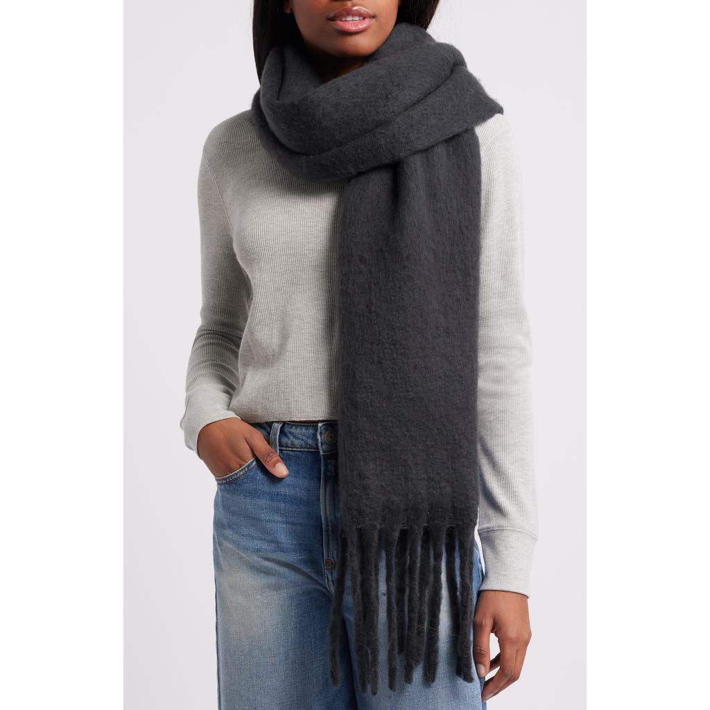 Bp. Fringe Blanket Scarf In Black