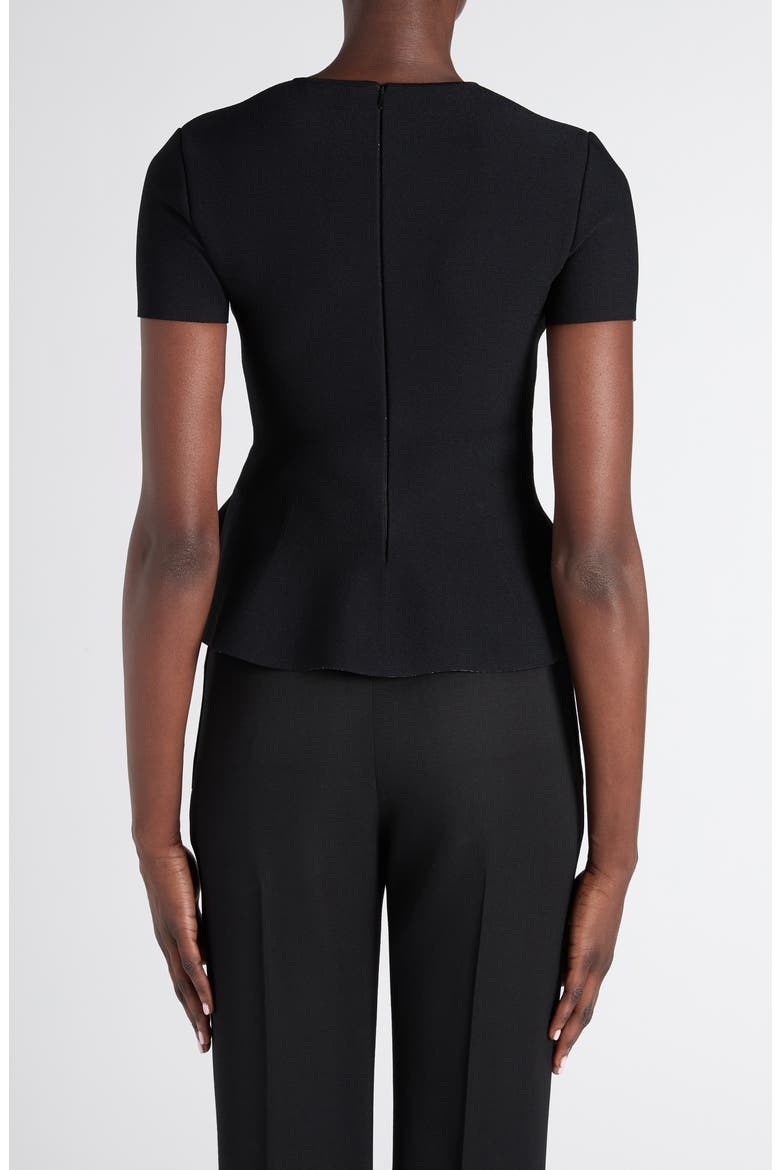 Ribcage Jacquard Peplum Top, Alternate, color, BLACK