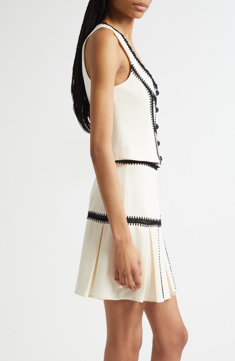 Cinq à Sept Sinclaire Crochet Corset Top, Alternate, color, Gardenia/ Black