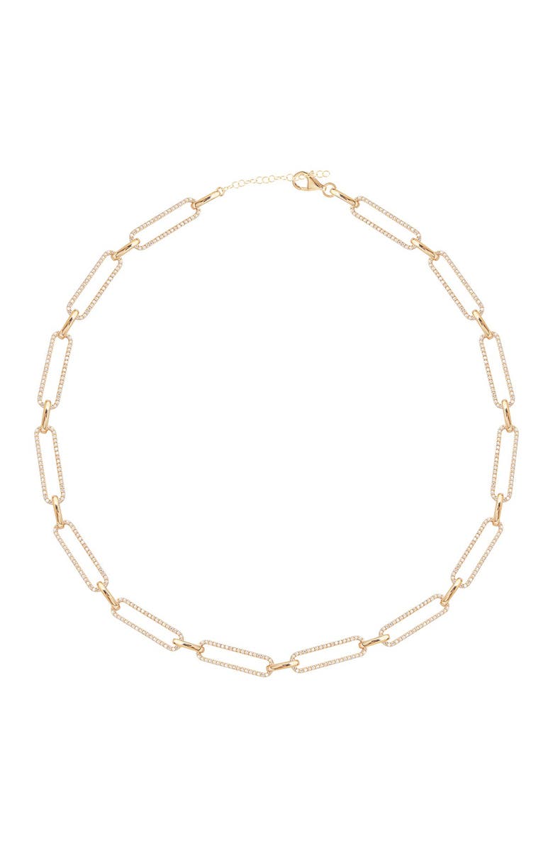 GABI RIELLE 14K Gold Plated Crystal Pave Link Necklace, Main, color, 