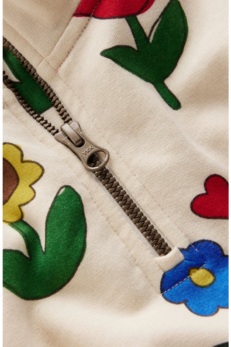 Kids' Floral Half Zip Long Sleeve Cotton Sweatshirt Dress, Alternate, color, CALICO WHITE SUNFLOWER GARDEND