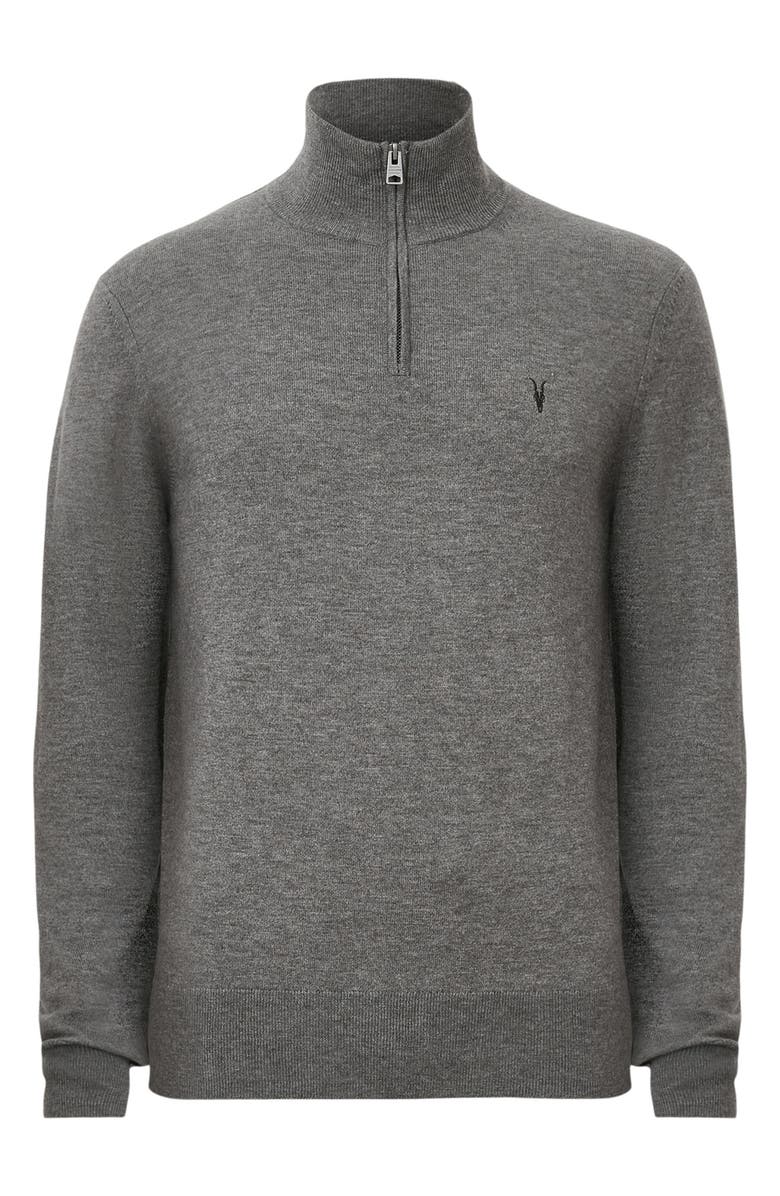 AllSaints Kilburn Mock Neck Wool Blend Quarter Zip Sweater, Alternate, color, 