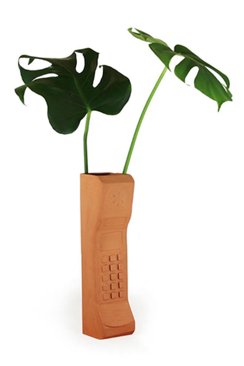 Brick Phone Ceramic Pot, Main, color, TERRACOTTA