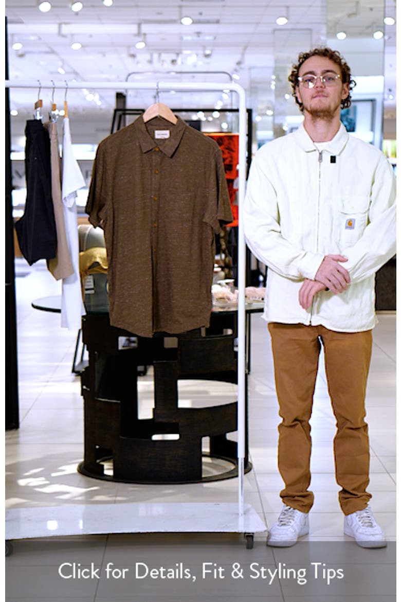 Slub Knit Short Sleeve Cotton Blend Button-Up Shirt video