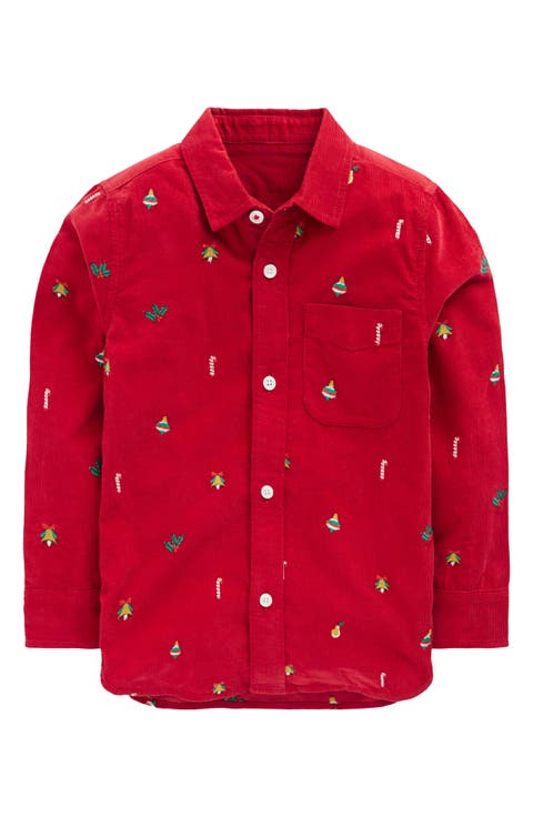 Kids' Embroidered Corduroy Button-Up Shirt (Toddler & Little Kid)