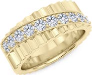 HauteCarat Diagonal Fluted Lab Grown Diamond Ring