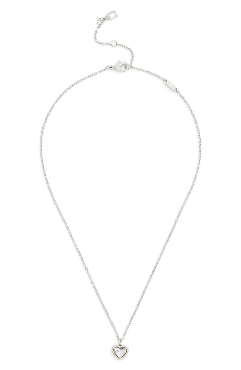 COACH Halo Heart Short Pendant Necklace, Alternate, color, Crystal/ Rhodium