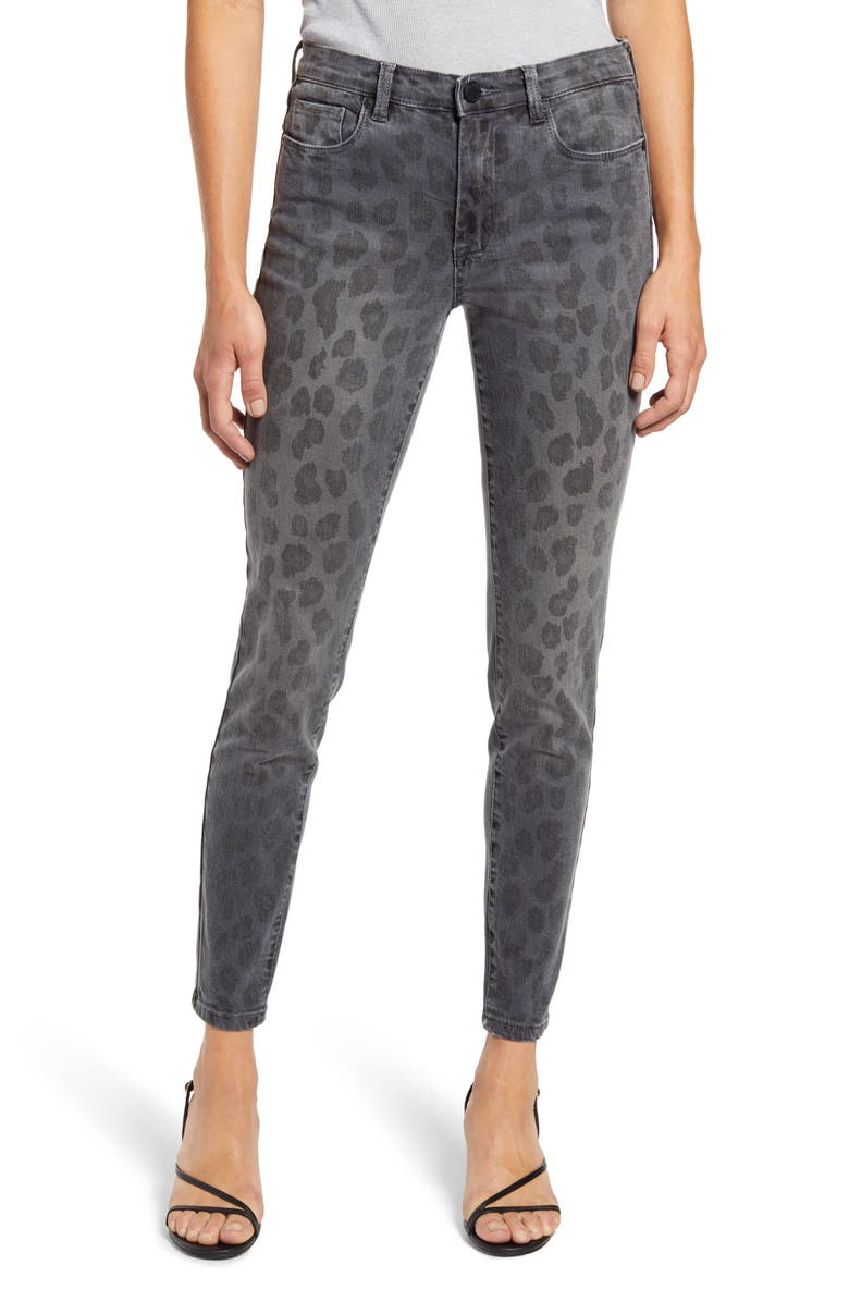 BLANKNYC The Bond Leopard Print Ankle Skinny Jeans, Main, color, 