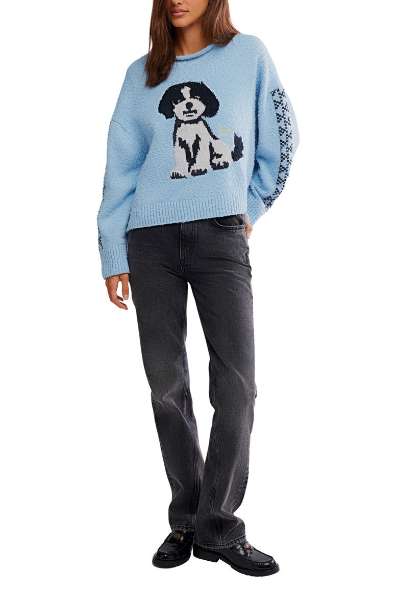 Story Book Cotton Blend Sweater, Alternate, color, CLEAR SKIES COMBO