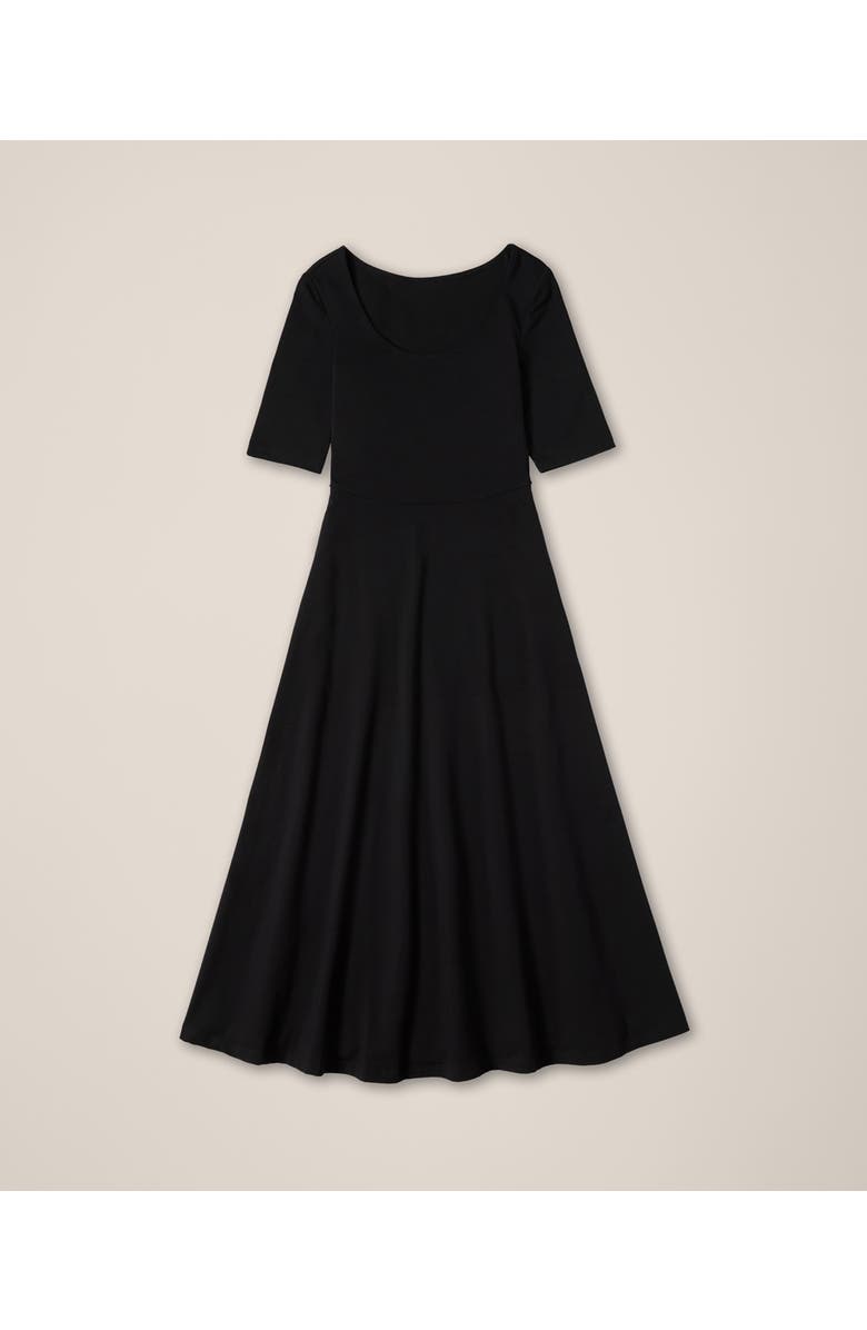 Pact Fit & Flare Signature Scoop Dress, Alternate, color, Black