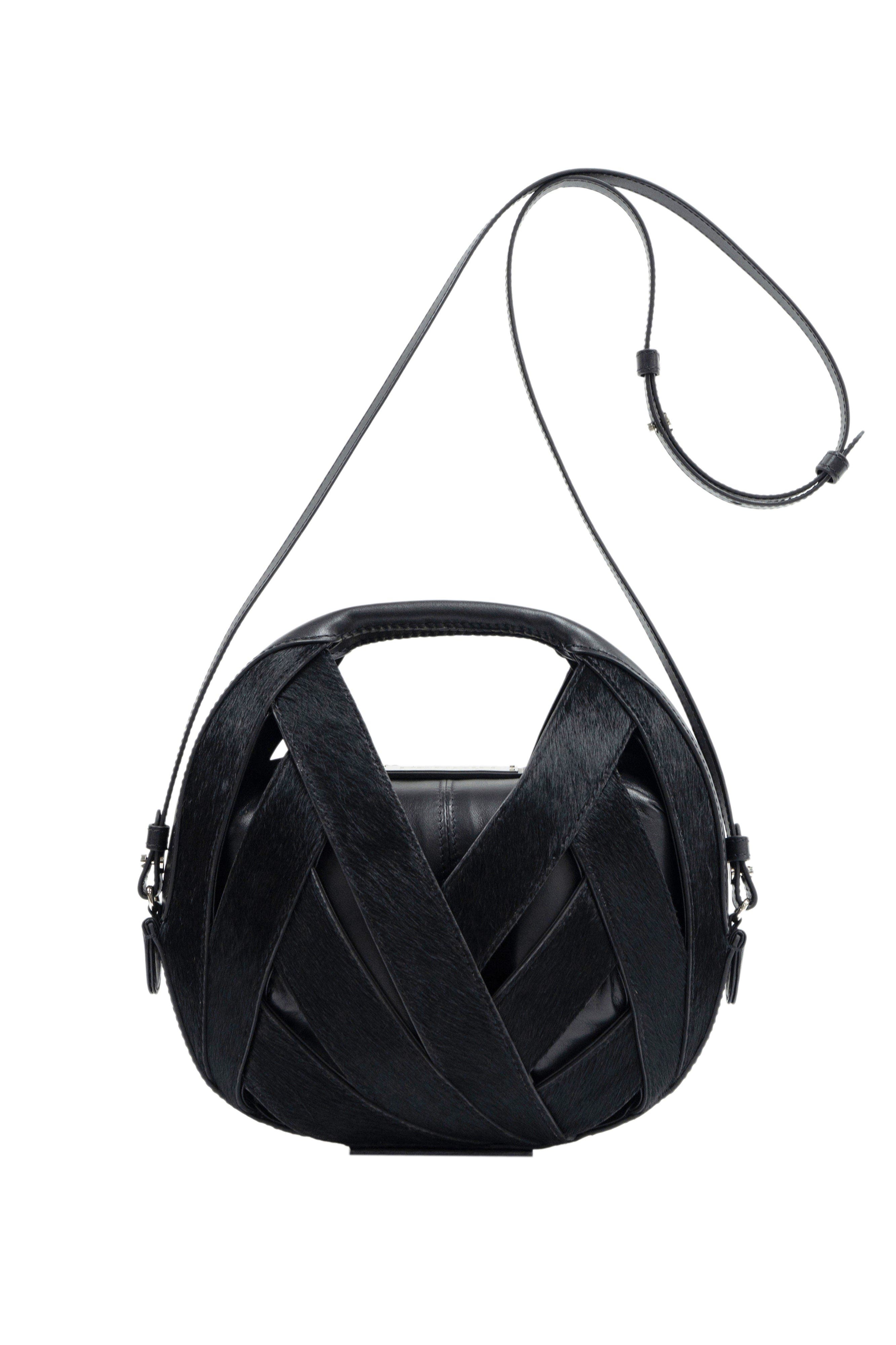 PERRIN PARIS LE PETIT PANIER XBODY BAG PONY, Main, color, Black