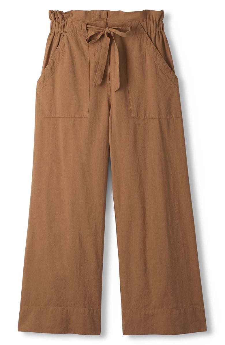 Hatley Tigers Eye Drawstring Linen Blend Wide Leg Pants, Alternate, color, Brown