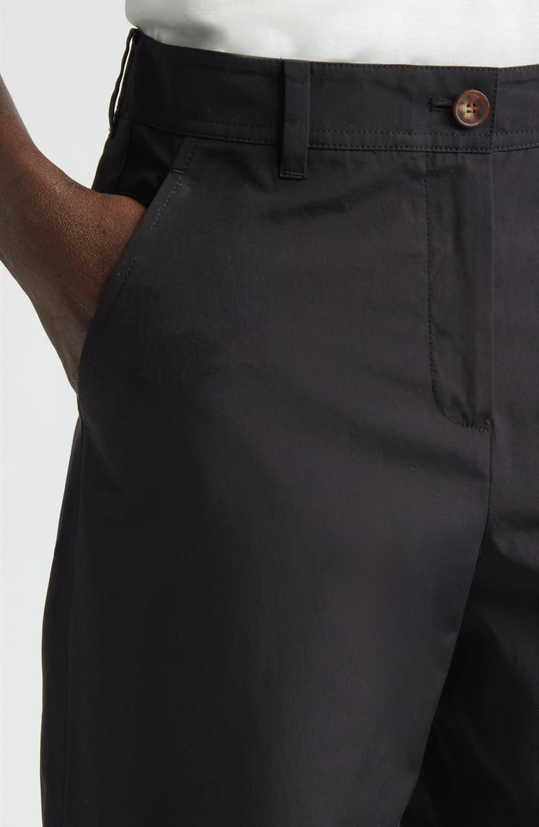 Lafayette 148 New York Kent Organic Cotton Poplin Barrel Leg Pants, Alternate, color, Black
