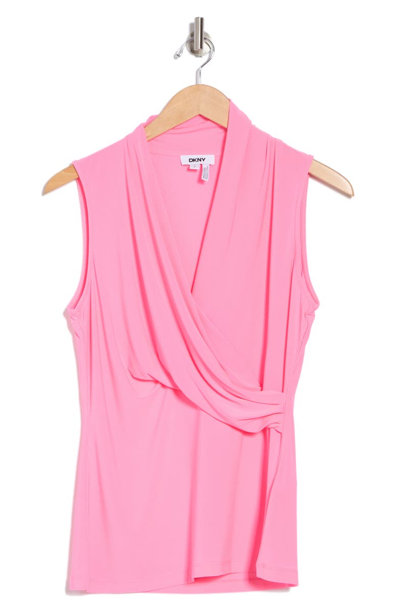 DKNY Sleeveless Ruched Knit Top, Alternate, color, Highlightr