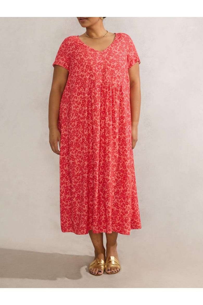 Short Sleeve V-Neck Midi Dress, Alternate, color, Pink