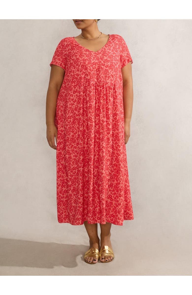 Live Unlimited Short Sleeve V-Neck Midi Dress, Alternate, color, Pink