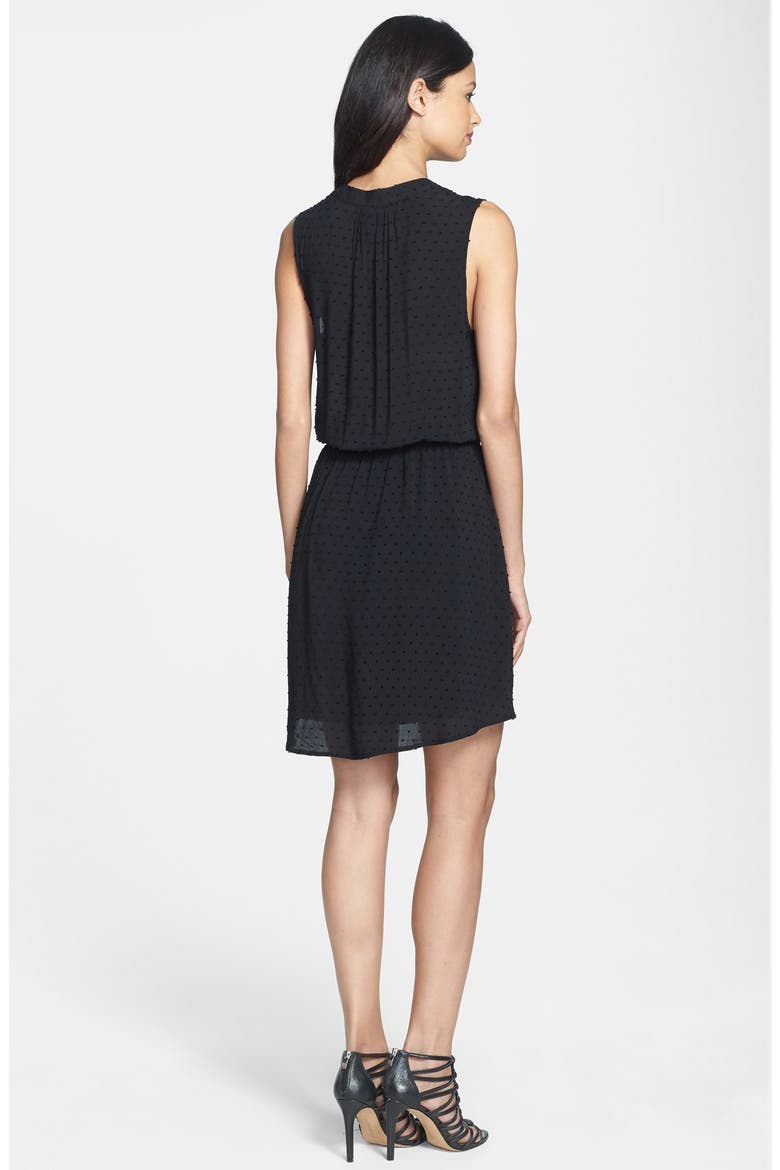 Swiss Dot Split Neck Dress, Alternate, color, BLACK