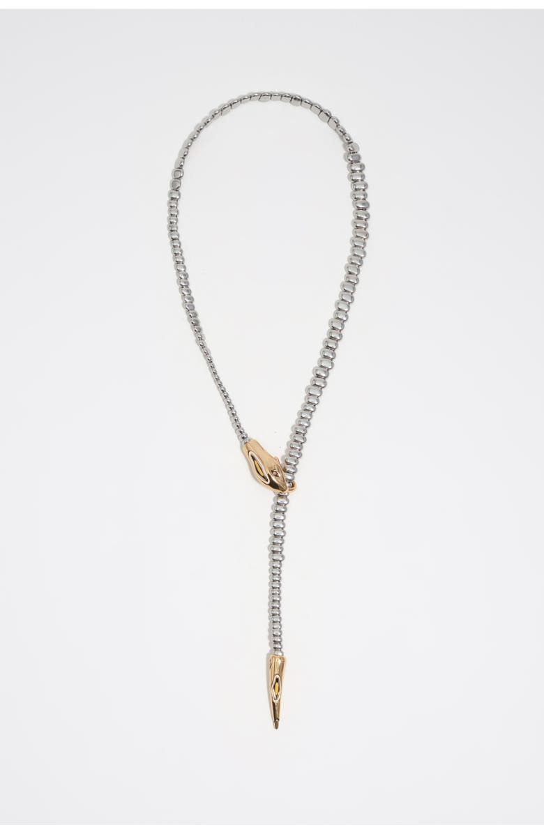 Bimba y Lola Long Engraved Logo Metal Necklace, Main, color, Silver