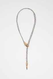 Bimba y Lola Long Engraved Logo Metal Necklace