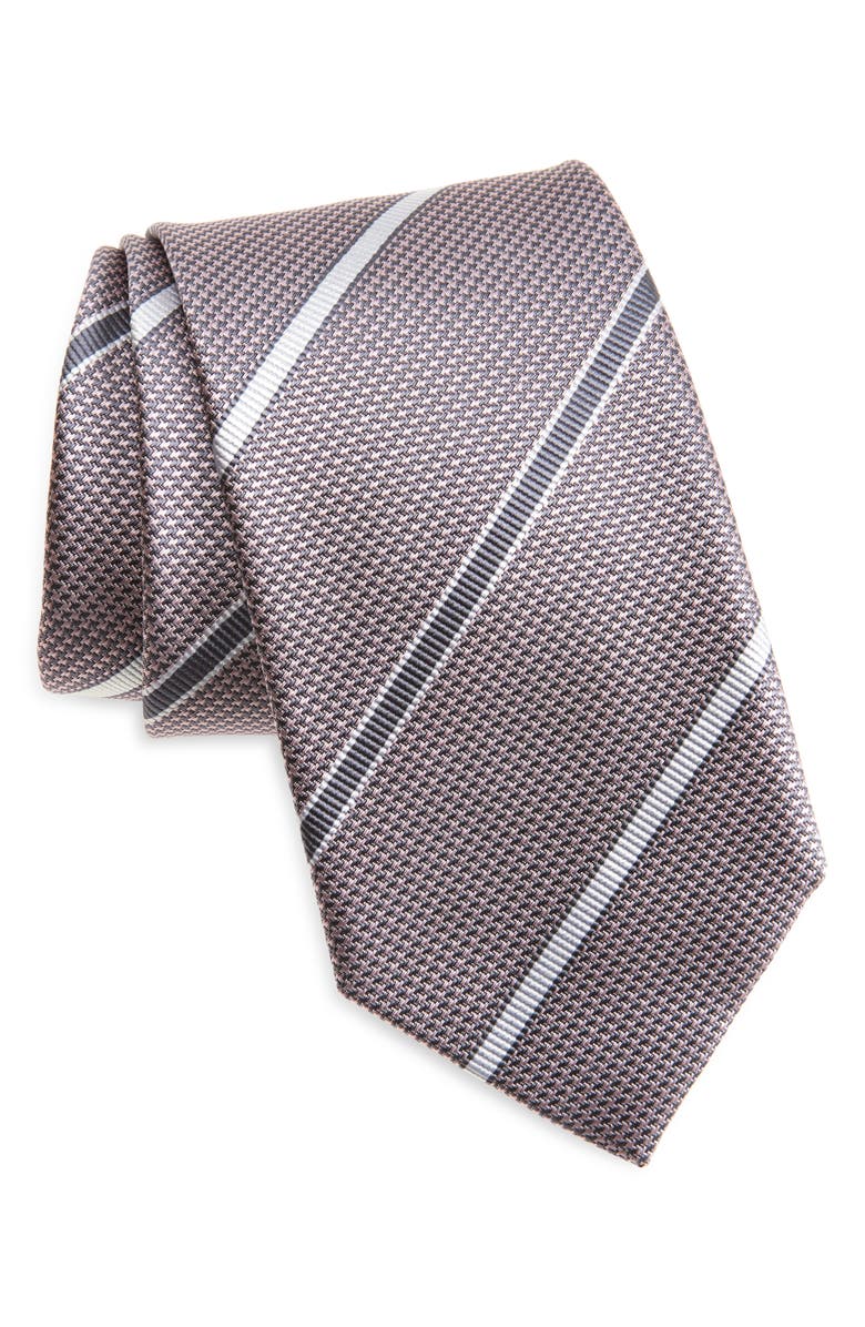 Brioni Stripe Standard Silk Jacquard Tie, Main, color,