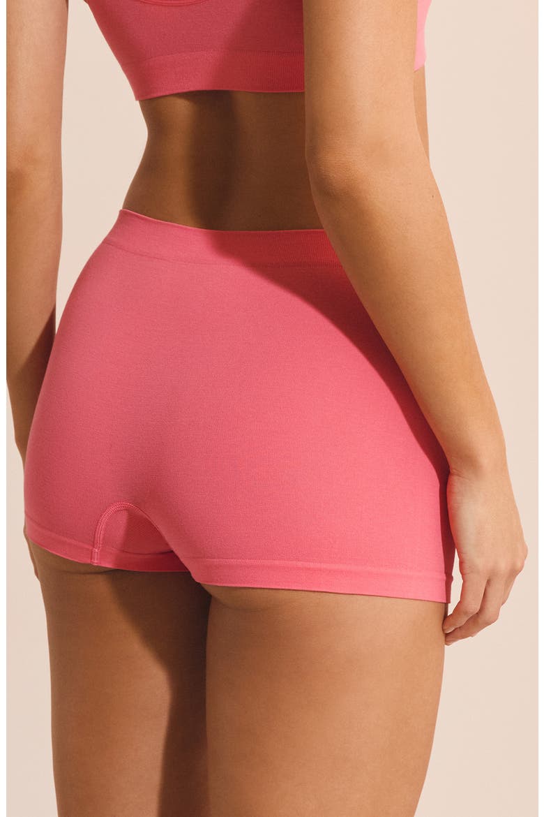 Amande Seamless Cotton Blend Boyshorts, Alternate, color, GRENADINE