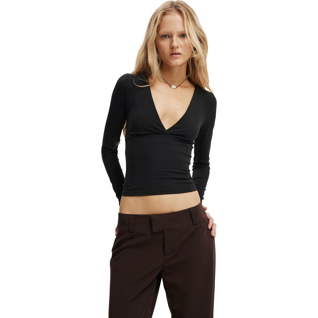 Cotton On Zali V Cross Over Long Sleeve In Black