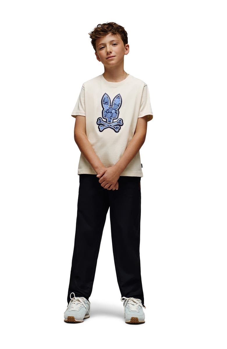 Psycho Bunny Kids' Rowen Embroidered Pima Cotton Graphic T-Shirt, Alternate, color, White Cap Grey