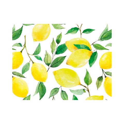 Davanti By Casa Rectangular Vinyl Placemat, 17" X 13", Watercolor Lemon Print