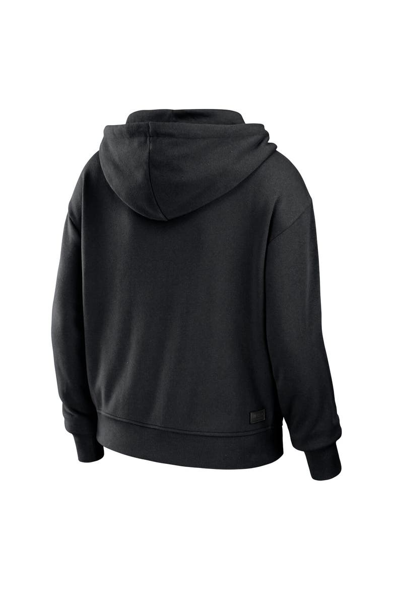 Women's WEAR by Erin Andrews Black/White Carolina Panthers Color Block Light Weight Modest Crop Full-Zip Hoodie, Alternate, color, Black