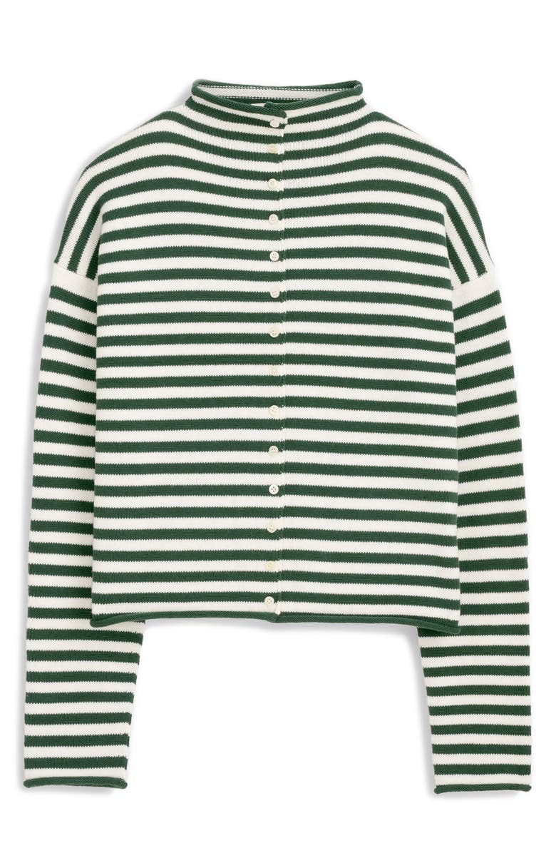 Alex Mill Taylor Stripe Cotton & Cashmere Cardigan, Alternate, color, Forest/Ivory