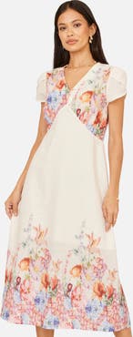 Yumi Border Floral Midi Dress