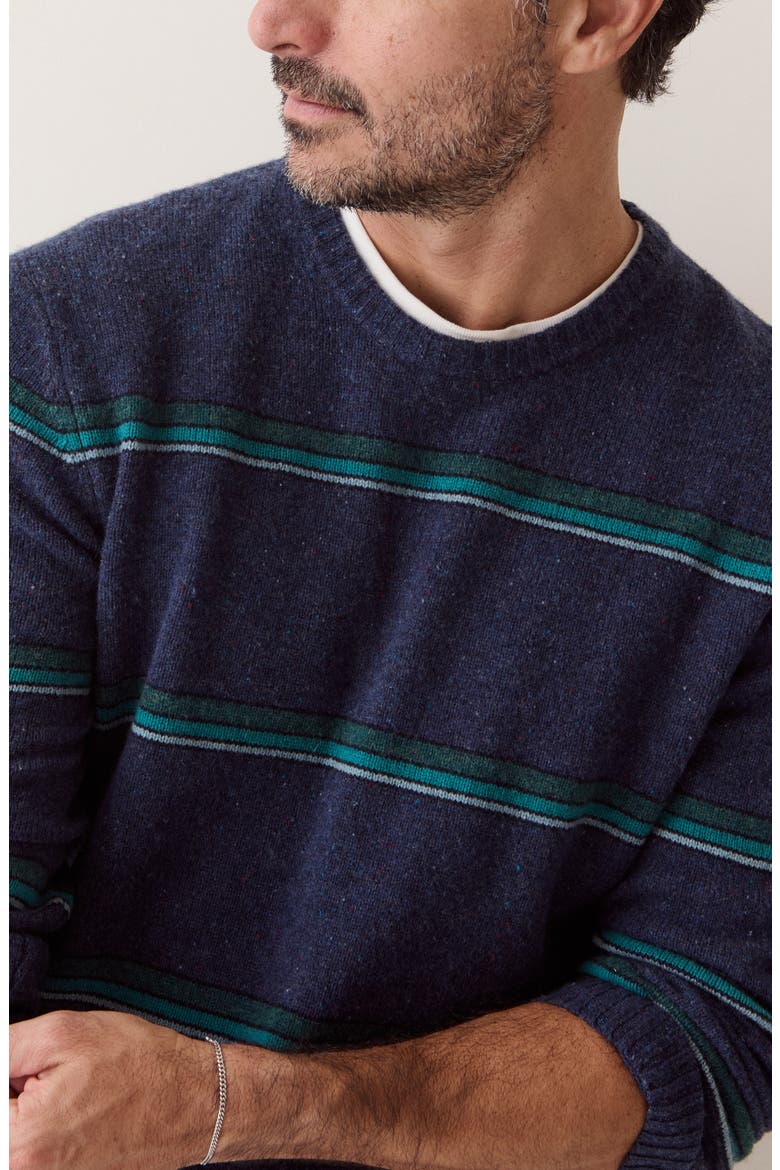 Neppy Stripe Merino Wool Crewneck Sweater, Alternate, color, NAVY/ GREEN MULTI STRIPE