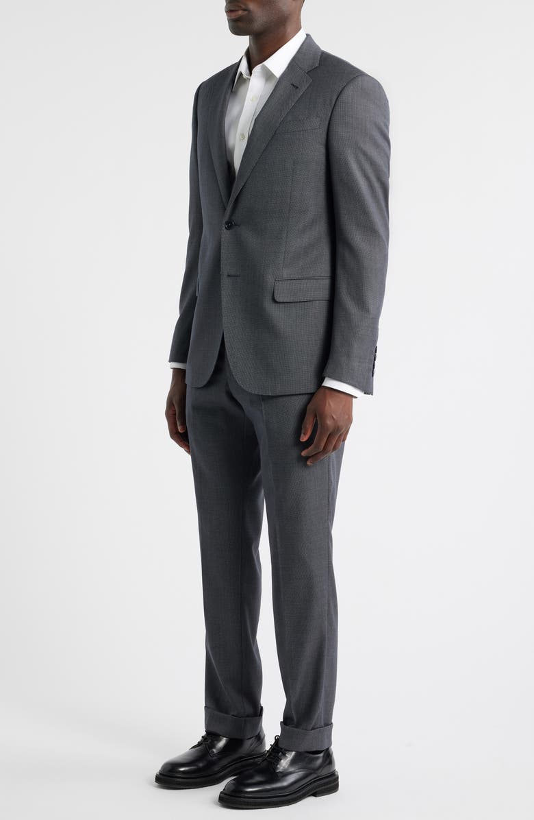 Emporio Armani Grey Nailhed Virgin Wool Suit, Alternate, color, Graphite