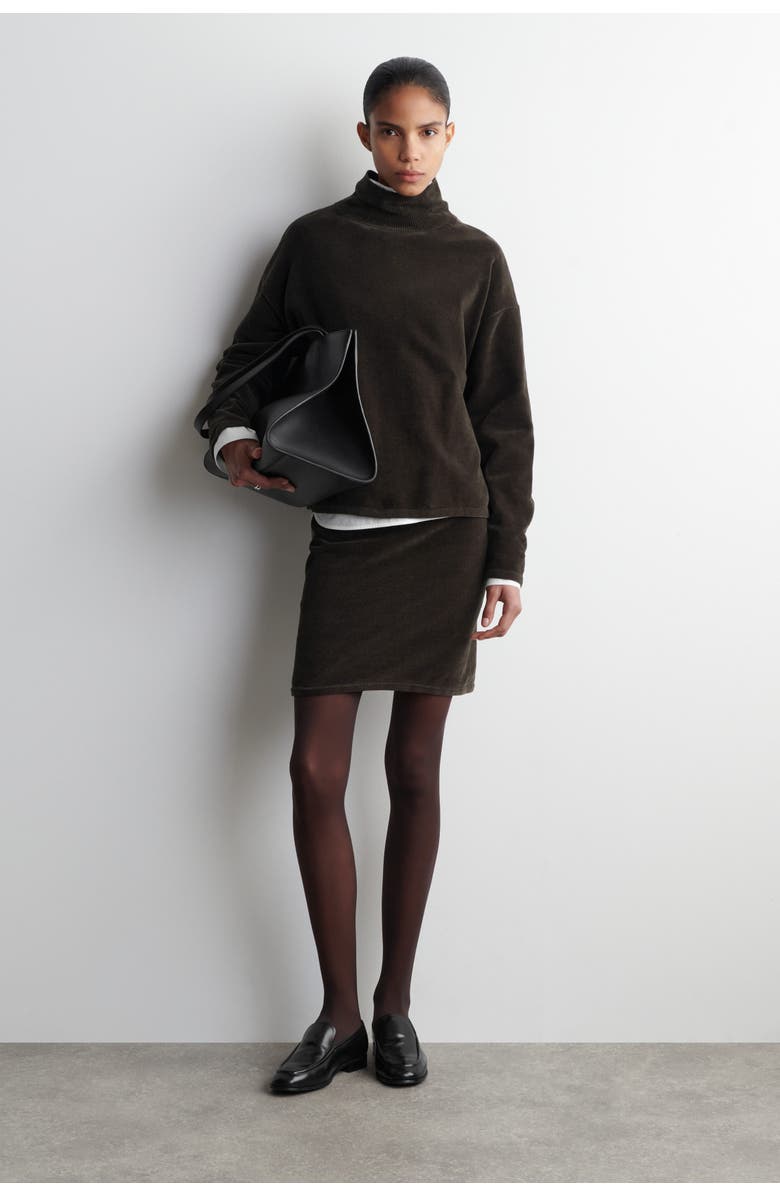 COS Chenille Mock-Neck Sweater, Alternate, color, Brown
