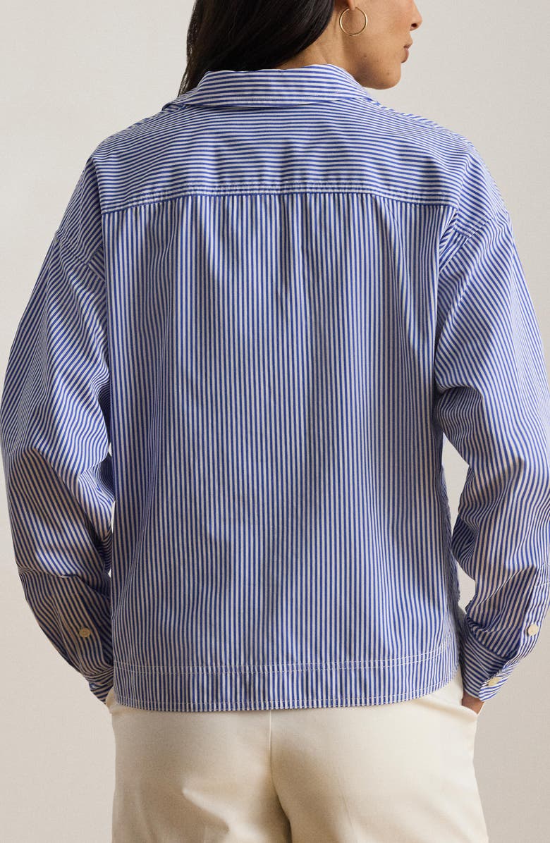 Lauren Ralph Lauren '70s Stripe Cotton Broadcloth Crop Popover Shirt, Alternate, color, Blue/ White