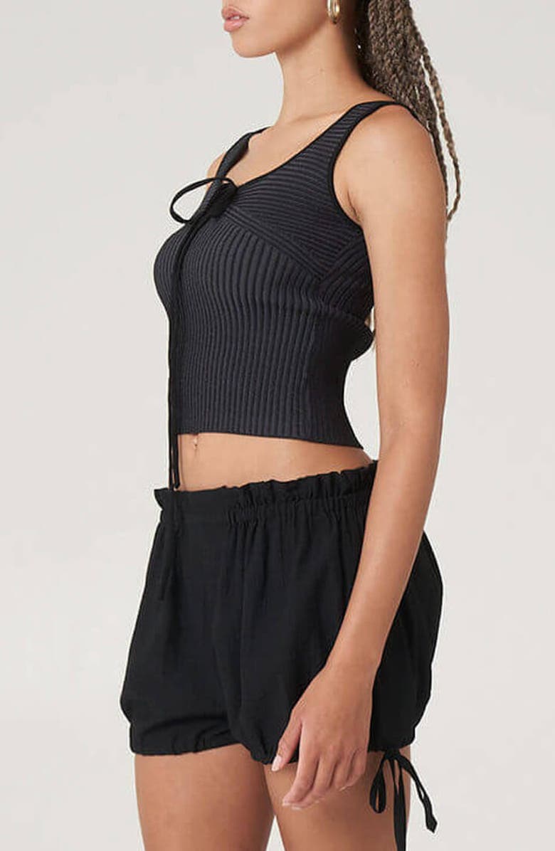 Find Me Now Acacia Tie Neck Crop Tank, Alternate, color, Black