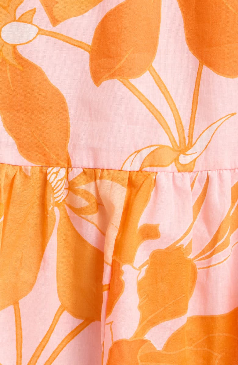 SUGARLIPS Lenira Floral Negin Split Neck Minidress, Alternate, color, Pink-Orange