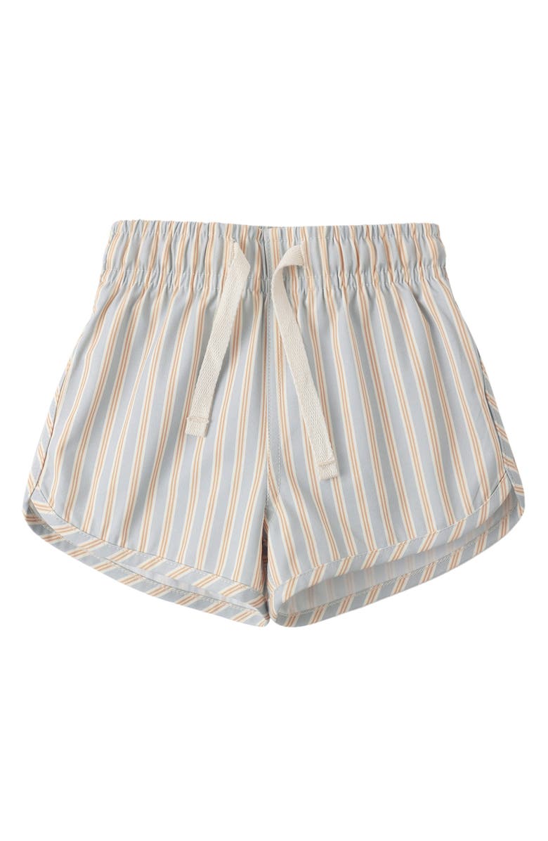 QUINCY MAE Kids' Blue N Butters Stripe Swim Shorts, Alternate, color, Blue