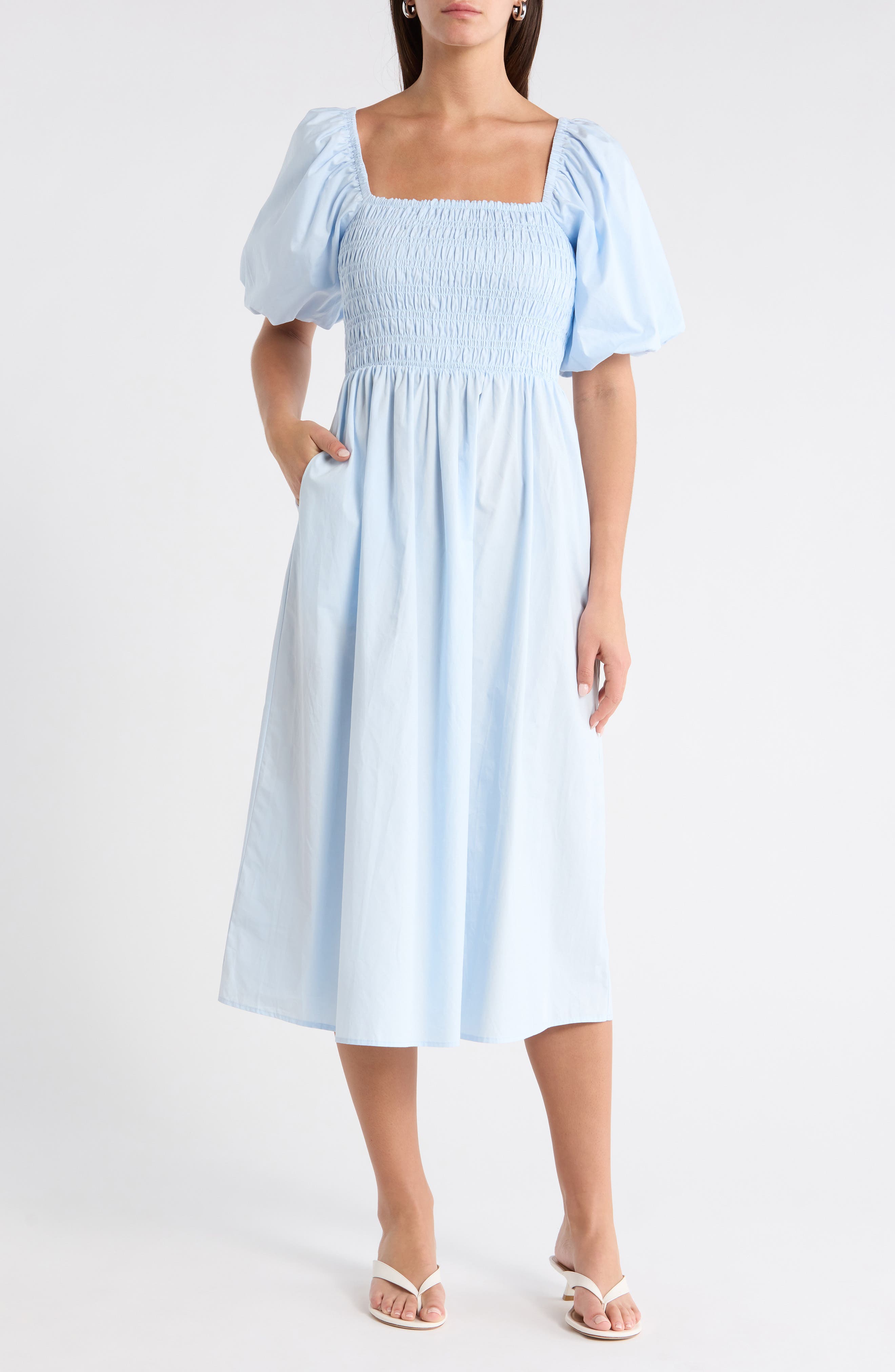 Sonia Bubble Sleeve Smocked Midi Dress - image 3