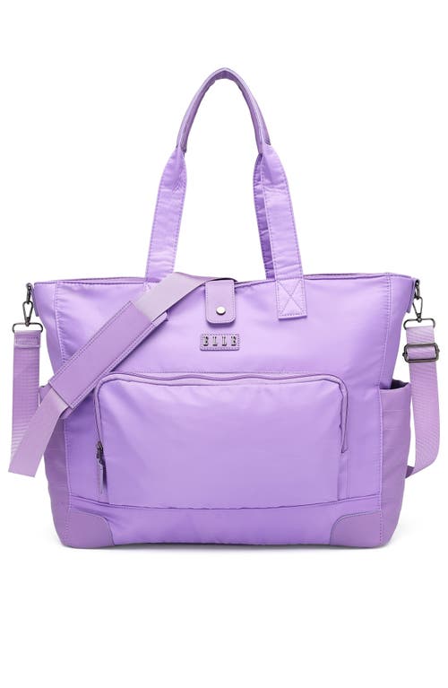 Elle Voyage 25l Twill And Vegan Leather Weekender Tote Bag In Purple