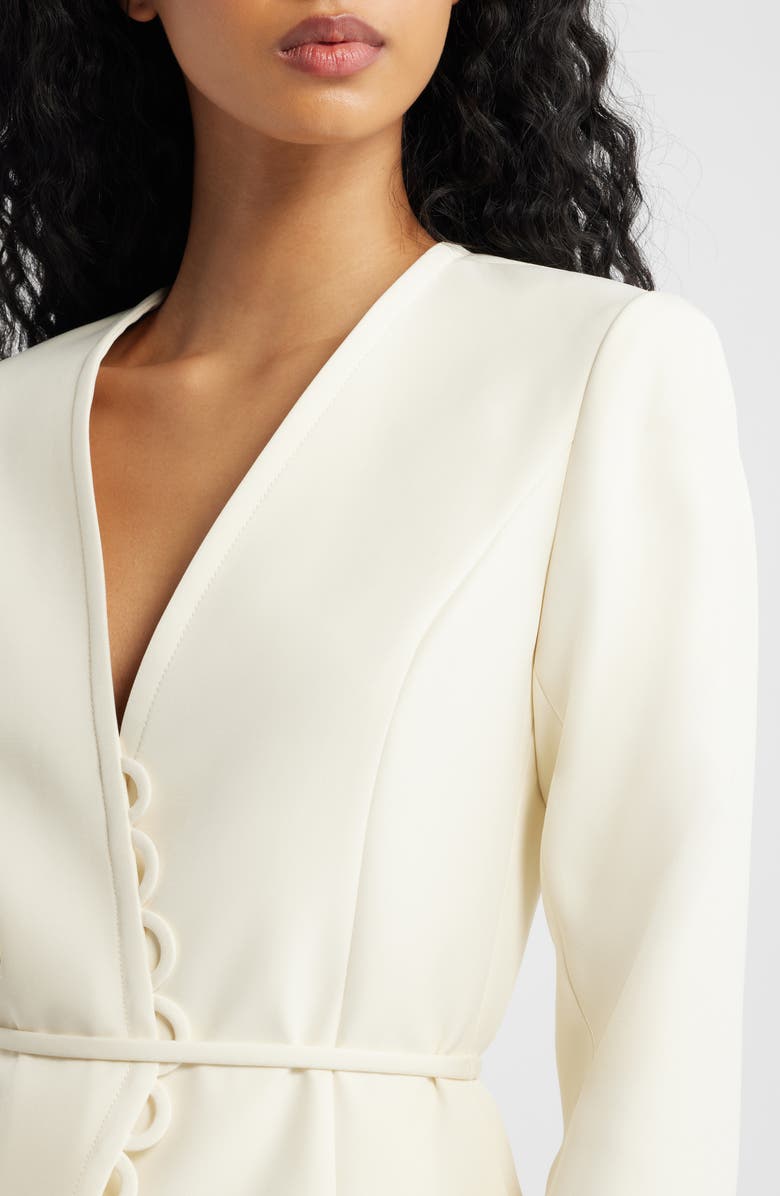 Extro & Vert Avril Scallop Trim Tie Waist Blazer, Alternate, color, Cream