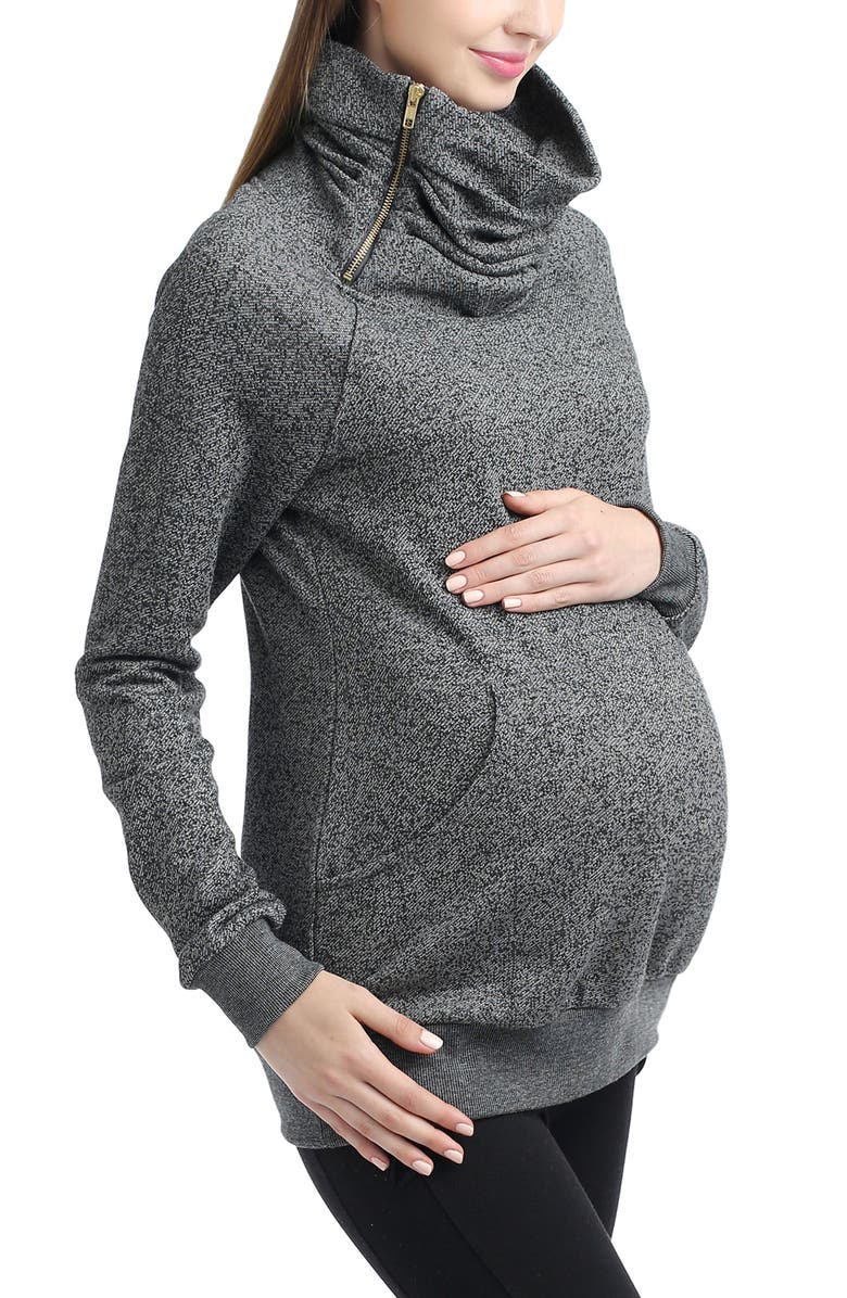 Kimi & Kai Thea Gathered Maternity Sweatshirt, Alternate, color, Gray
