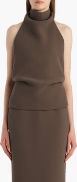 Khaite Rone Funnel Neck Double Face Crepe Halter Top