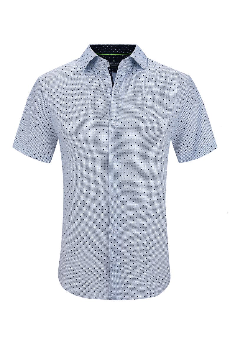 Slim Fit Performance Short Sleeve Button-Up Shirt, Main, color, BLUE
