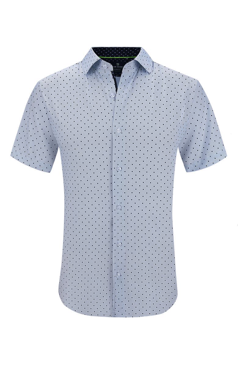 TOM BAINE Slim Fit Performance Short Sleeve Button-Up Shirt, Main, color, Blue